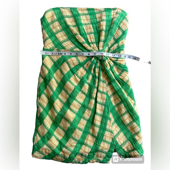Free People Suits Me Fine Green/Yellow Checkered Mini Dress Size Large - Picture 7 of 11
